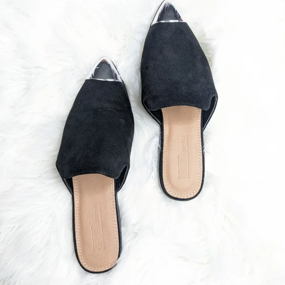 ASOS Suede Mona Black Mule Pointed Cap Toes - Picture 4 of 7